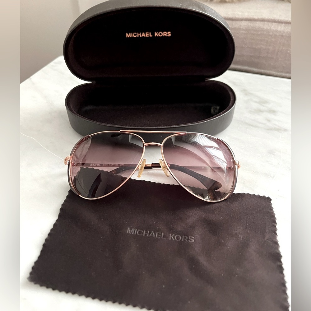 Michael Kors Rose Gold Aviator Sunglasses